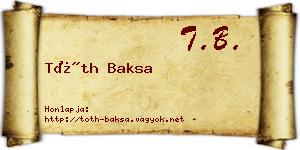 Tóth Baksa névjegykártya